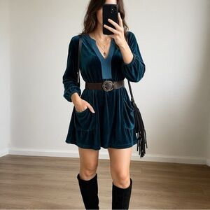 Velzera Teal Mini Dress with Belt